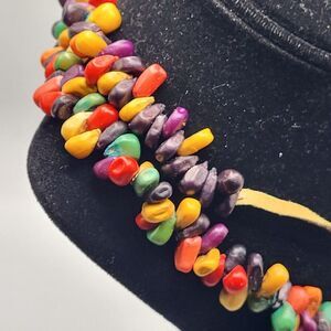 Indigenous Colorful Corn Kernel Long Strand Necklace Leather Strap 33in